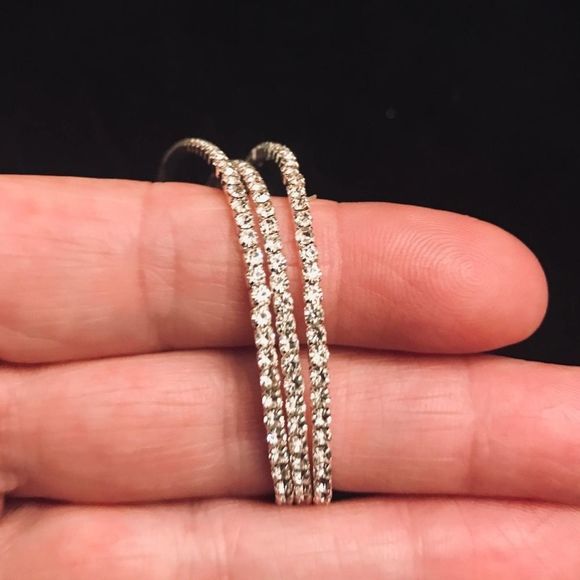 Cescabelle Silver / Crystal 3 Stretch Bracelets - Picture 3 of 8